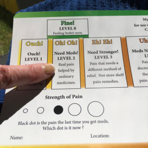 Pointing to Need Meds Level Two on Word side of MPAS