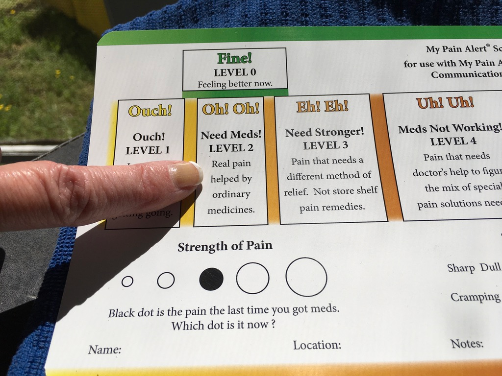 Pointing to Need Meds Level Two on Word side of MPAS