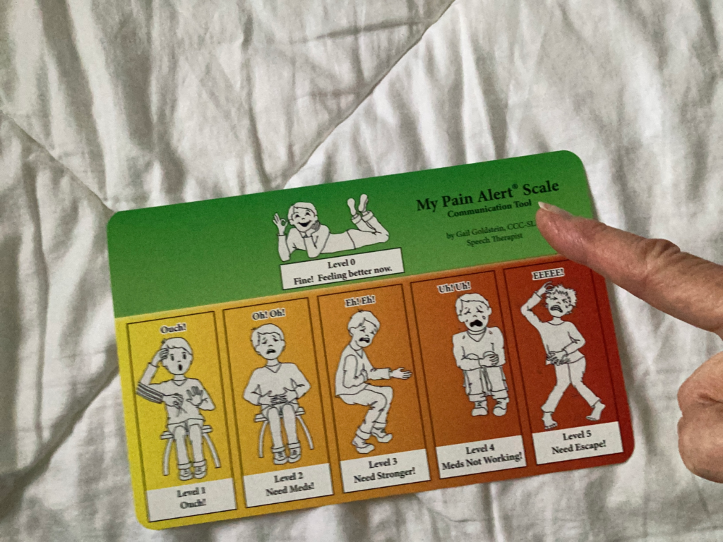Finger pointing to MPAS card pictures